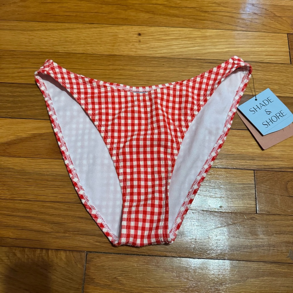shade and shore gingham red and white bikini bottoms